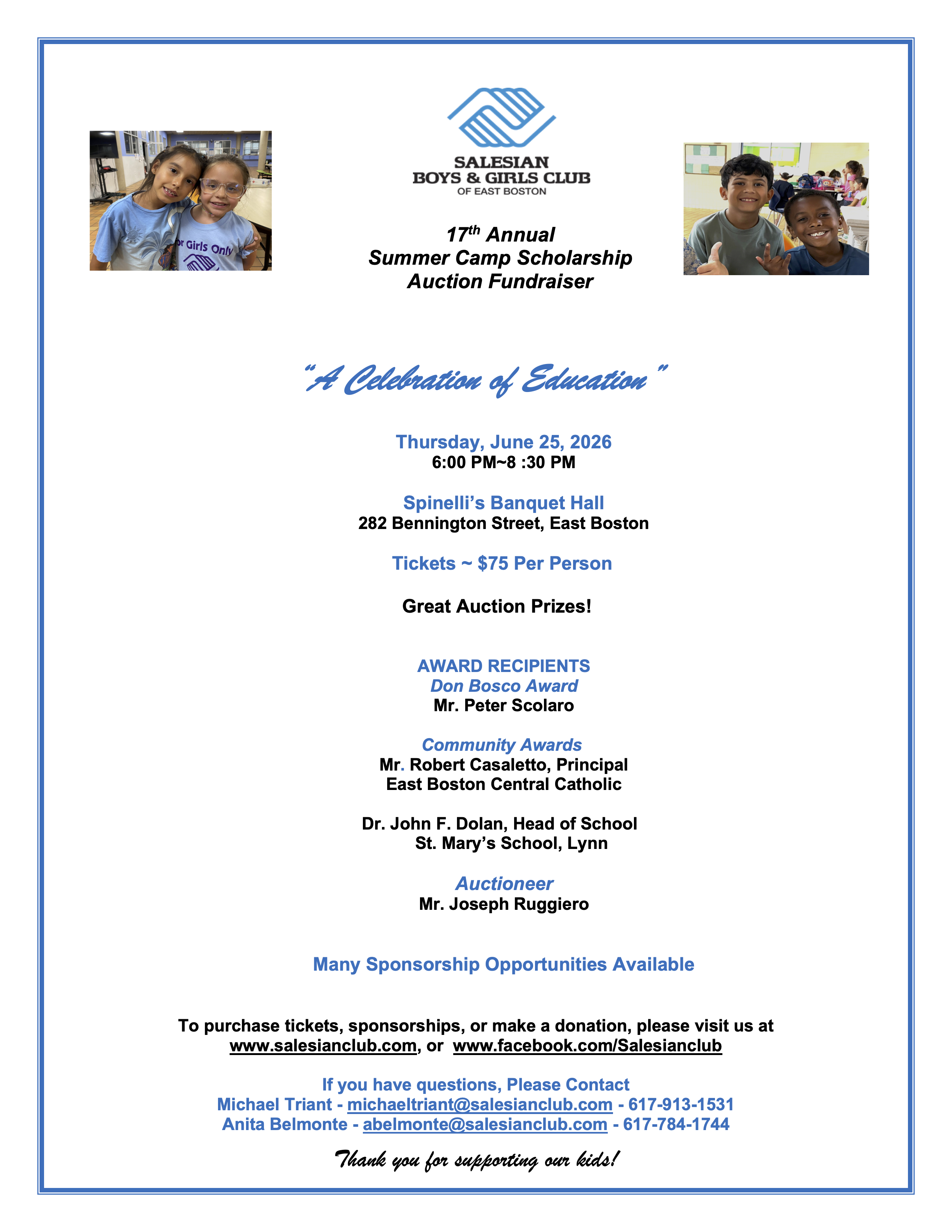 East Boston: Salesian Boys & Girls Club's Awards Banquet 2026 Flyer
