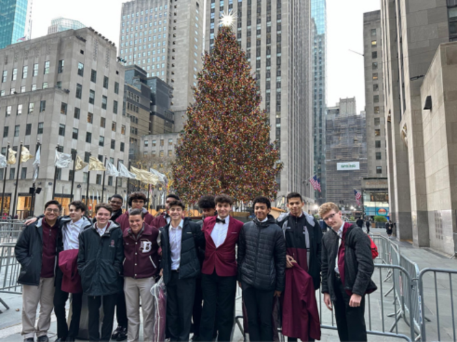 Don Bosco Prep boys visit the Rockefeller Center Christmas tree.