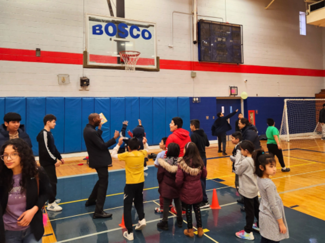 Children play during the youth rally (Orange, NJ).