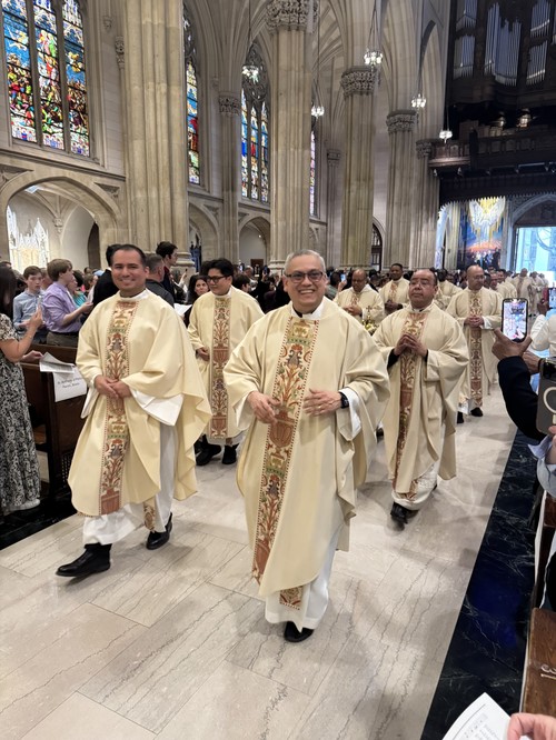 Frs. Eddie Chincha and Franco Pinto, SDBs, at the Chrism Mass at St. Patrick’s Cathedral on Tuesday, March 31