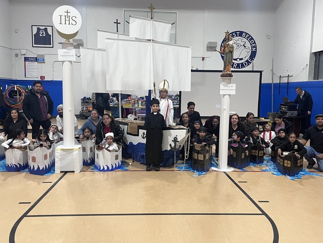 Chicago: The children of St. John Bosco-St. James Parish in Chicago reenact the dream of the two columns.