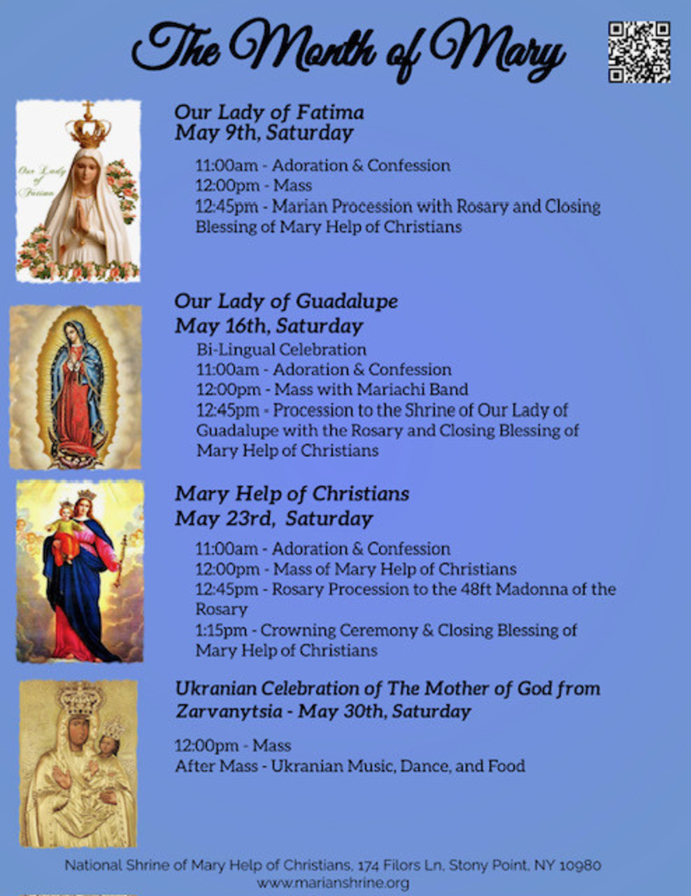 Month of Mary Events Flyer 2026