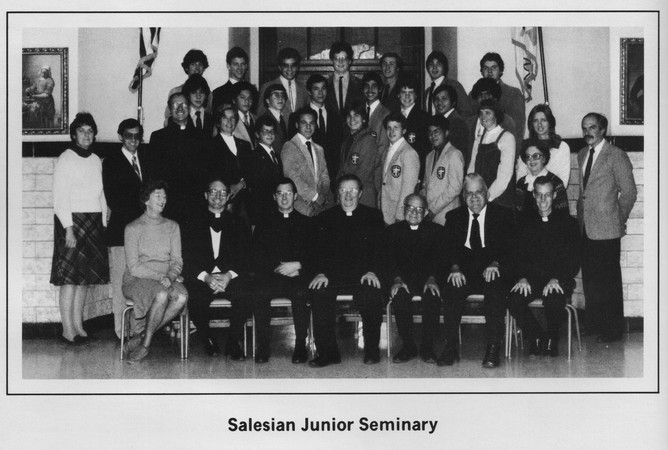 Salesian Junior Seminary 1984, with Fr. Kelly seated in the center