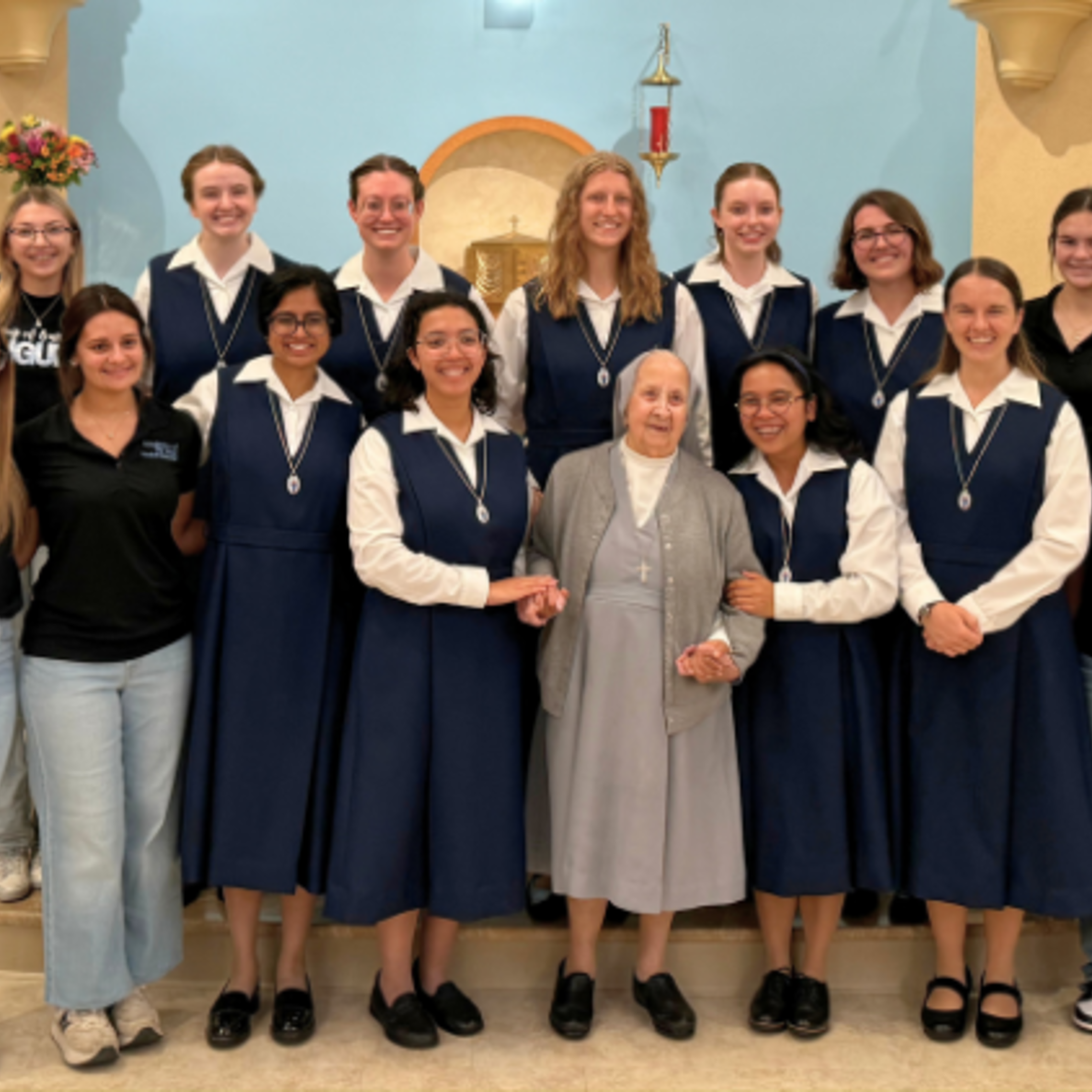Academy of Our Lady juniors with the aspirants at the aspirants’ medal ceremony.