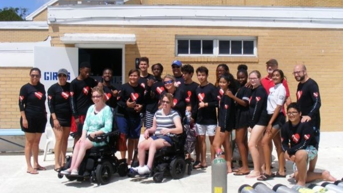 CRT students, staff, and members of Diveheart at Mary Help of Christians pool