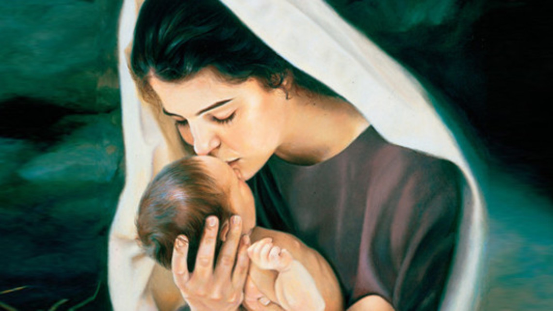 Mary Kissing Baby Jesus