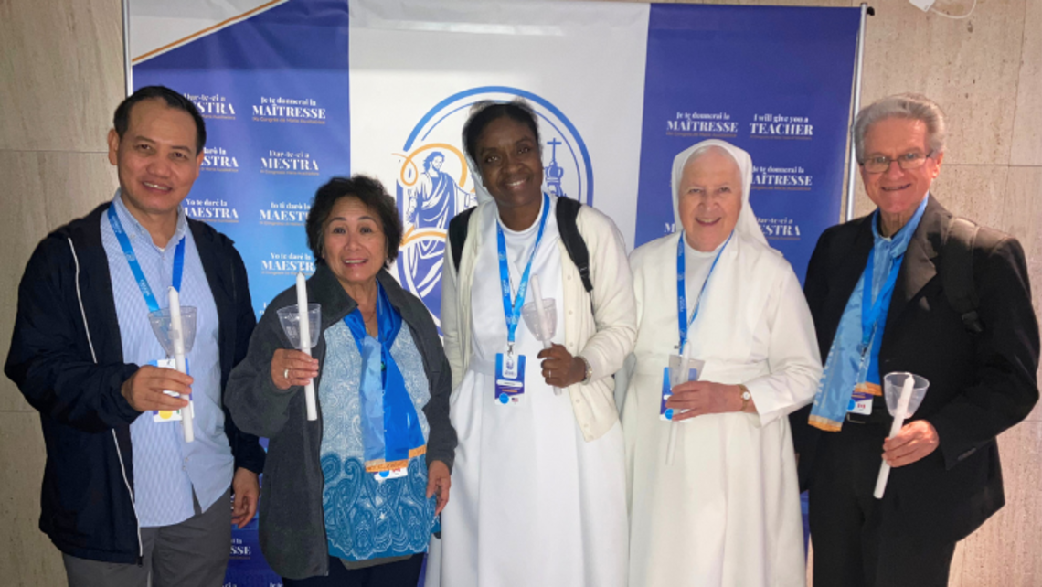 Br. Dominic Nguyen Duc Nam, SDB Salesian Cooperators World Delegate; with ADMA Surrey member Prima Roine; Sr. Myriam Meus, FMA; Sr. Alphonsine Roy, FMA; and Fr. John Puntino, SDB | Courtesy of Fr. John Puntino, SDB ADMA Conference Fatima