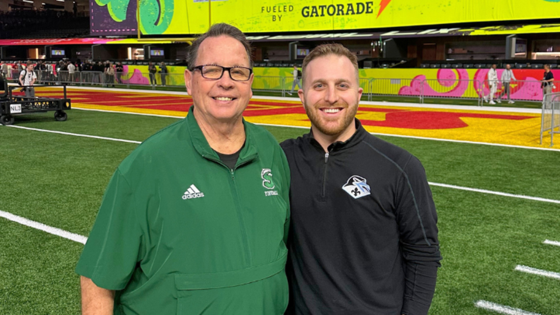 Coach Hank Tierney and Coach Joel Lutz | Courtesy of Coach Joel Lutz AOL Flag Football Victories