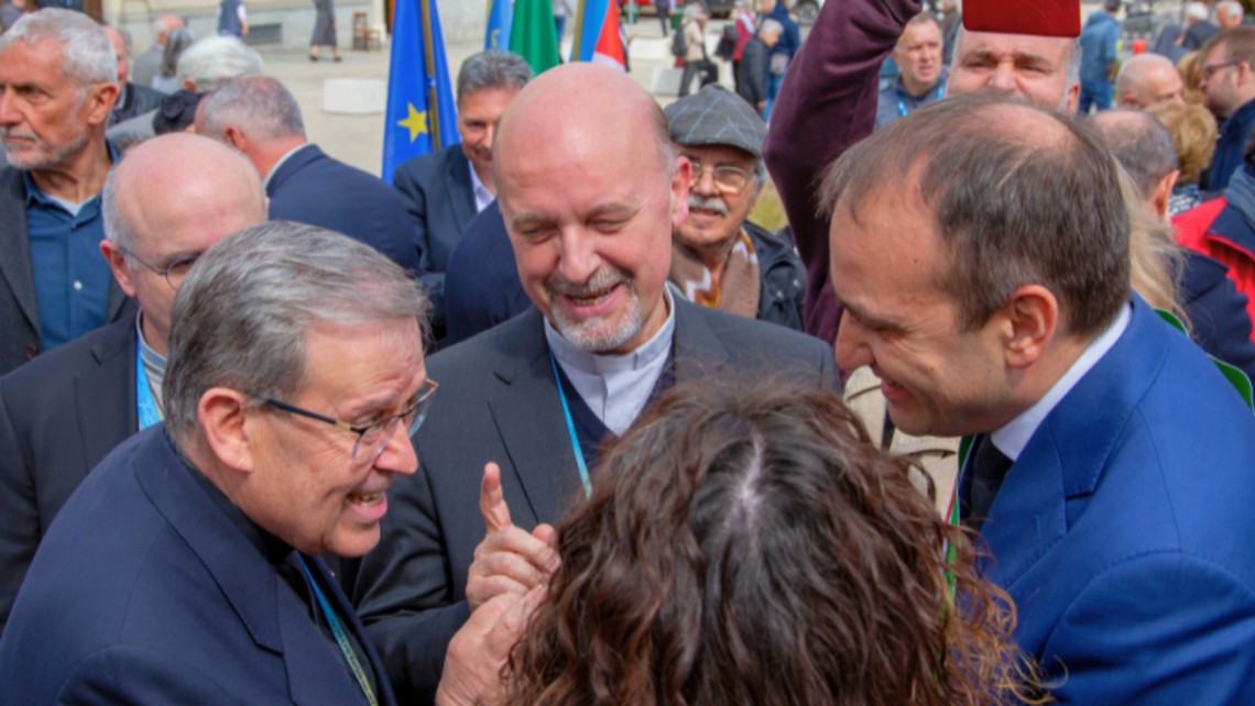 Rector Major Fr. Fabio Attard and Vicar of the Rector Major Fr. Stefano Martoglio, SDBs, during the Inauguration of the Renovated Mary Help of Christians Square on April 1, 2025. | Courtesy of Agenzia Info Salesiana (ANS) April 2025 Letter Snippets