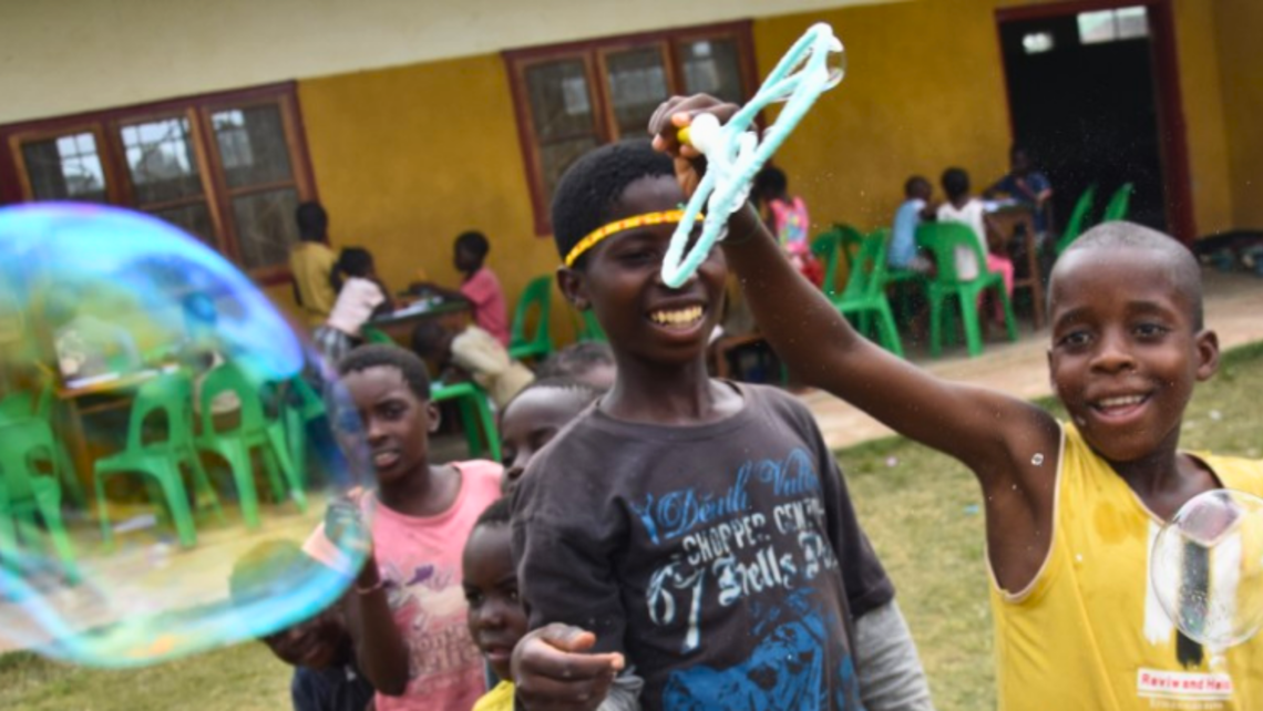 Youth at the oratory playing with bubbles and having a good time together | Photo courtesy of Fr. Jacek Garus, SDB Youth at the oratory playing with bubbles and having a good time together