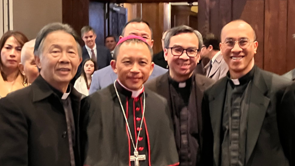 (from left to right) Fr. Paul Chuong Nguyen, SDB; Aux. Bishop John Nhan Tran; Fr. Tri John Bosco Nguyen, Salesian Cooperator; and Vice-Provincial Fr. Dominic Tran, SDB | Photo by Vice-Provincial Fr. Dominic Tran, SDB Aux. Bishop Tran Ordination