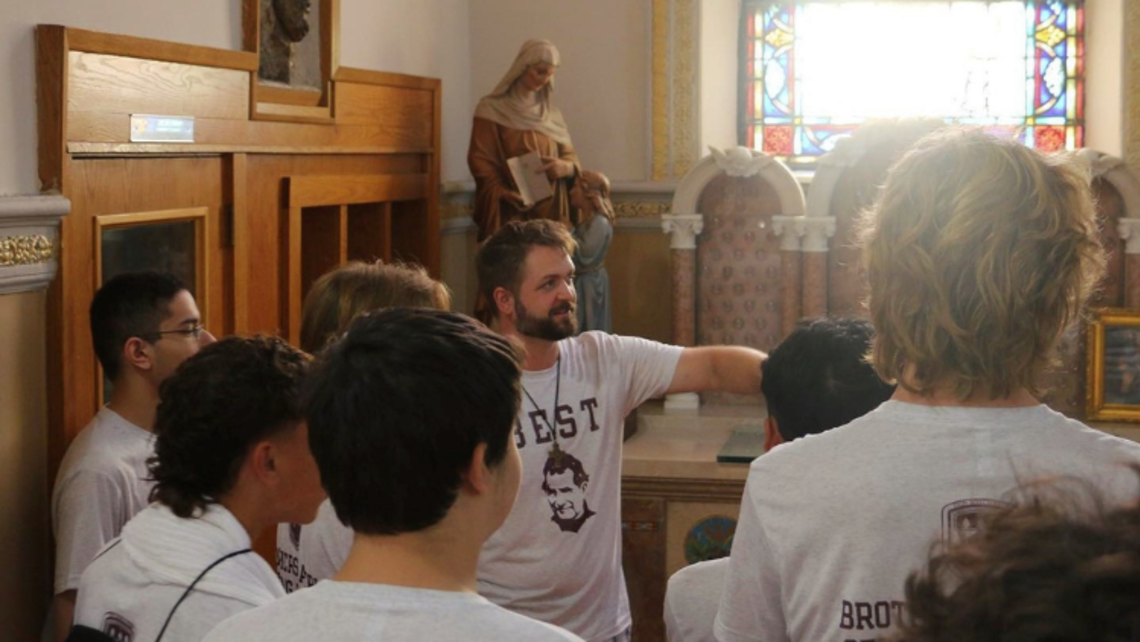 Br. Travis Gunther, SDB, with the boys | Photo by Jennifer Passerino B.E.S.T. Program in Ramsey, NJ