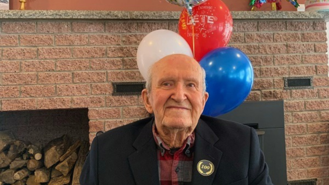 Br. Gérard Richard, SDB, on his 100th birthday | Photo by Fr. Provincial Tim Zak, SDB Br. Gérard Richard, SDB, on his 100th birthday!