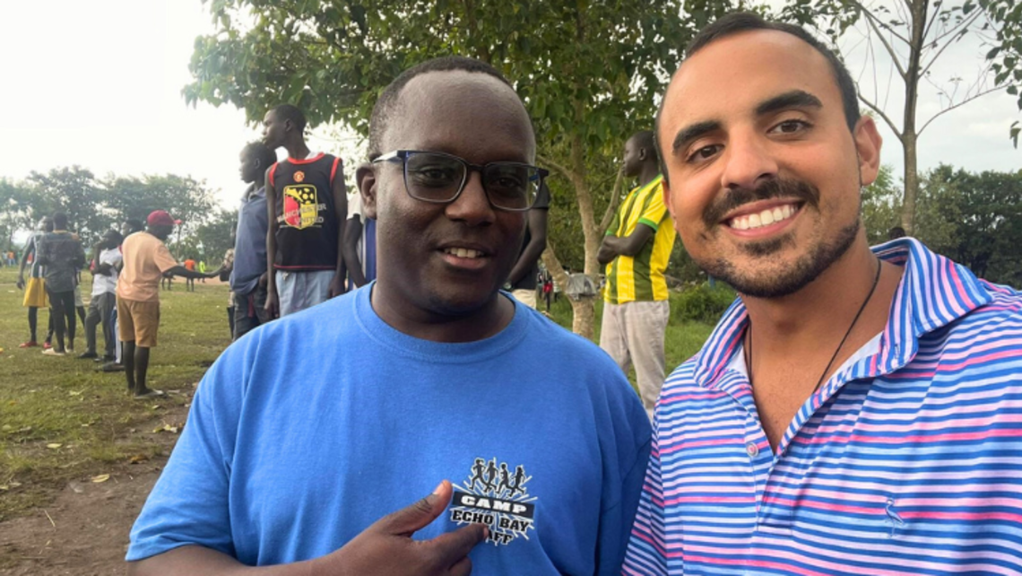 Br. Hubert Twagirayezu, SDB, who proudly wears a Camp Echo Bay t-shirt from New Rochelle, with SLM AJ Scheip | Photo by SLM AJ Scheip Br. Hubert and SLM AJ