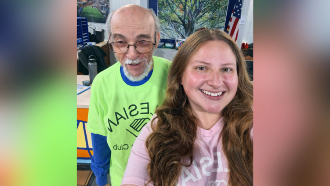 Elizabeth Yepes takes a selfie with Bro. Bob Metell, SDB. | Credit: Elizabeth Yepes East Boston Last Day of Summer Camp 2025