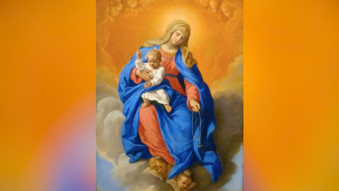 Simone Cantarini’s “Madonna of the Rosary” | Credit: Public Domain Faithful to the Second Column