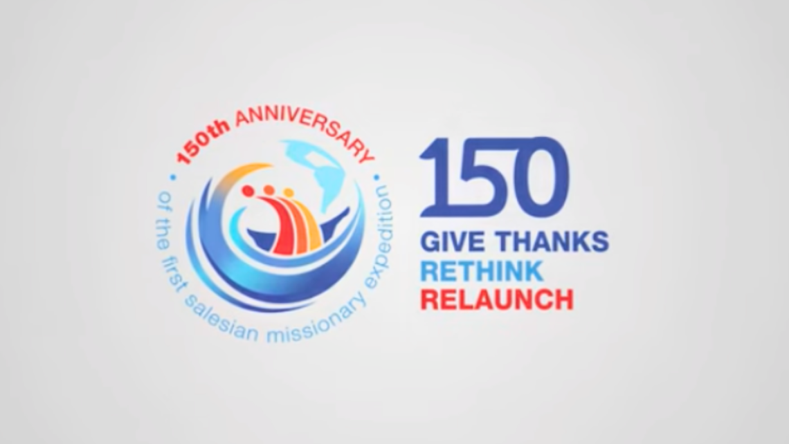 The 150th Anniversary logo | Courtesy of Salesian Mission Sector’s YouTube February 2025 Missions Update