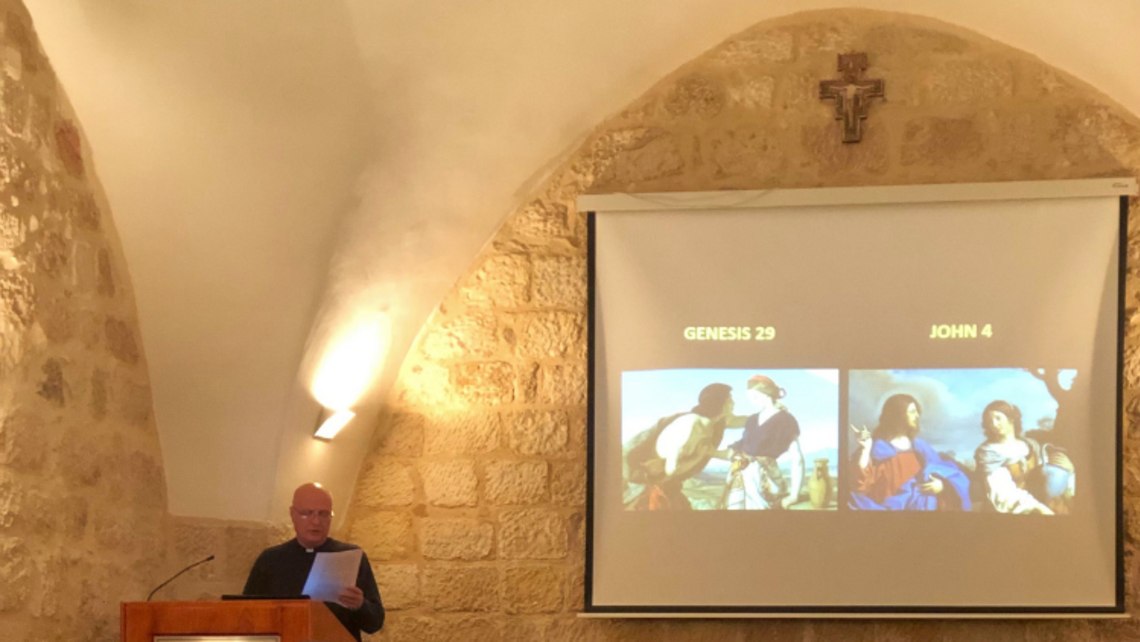 Fr. Eric Wyckoff presenting at the Studium Biblicum Franciscanum