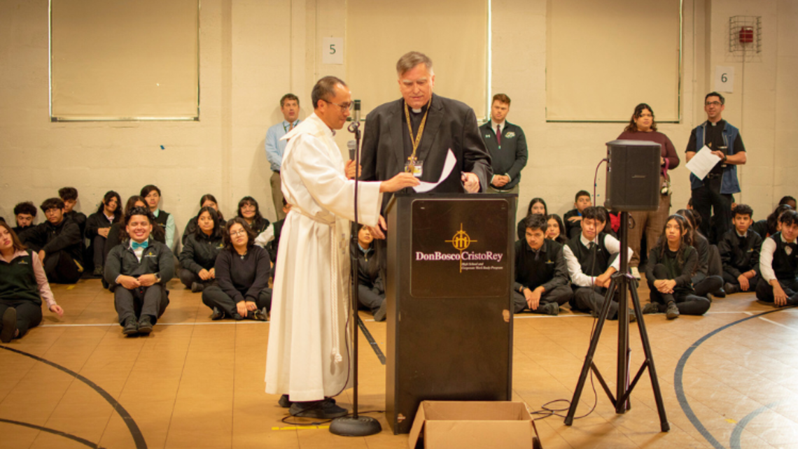 (from left to right) Provincial Fr. Dominic Tran and Washington Director Fr. Lou Molinelli, SDBs | Photo by Ms. Kristen E. Beasley Fr. Lou's Installation in Washington