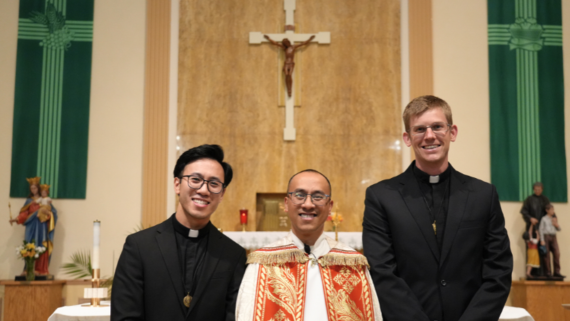 Bro. Francis Nguyen, Provincial Fr. Dominic Tran, and Bro. Paul Hotovy, SDBs | Credit: Vicky Weekley, Province Associate Director of Youth and Young Adult Ministry Installation of Lectors