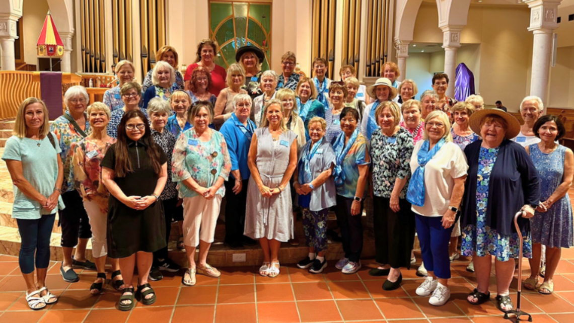 Mrs. Jeanie Cahill and her fellow attendees at the St. Vincent de Paul CCW Pilgrimage to the Basilica of the National Shrine of Mary, Queen of the Universe in Orlando, FL | Credit: Mrs. Jeanie Cahill Jeanie Pilgrimage Story