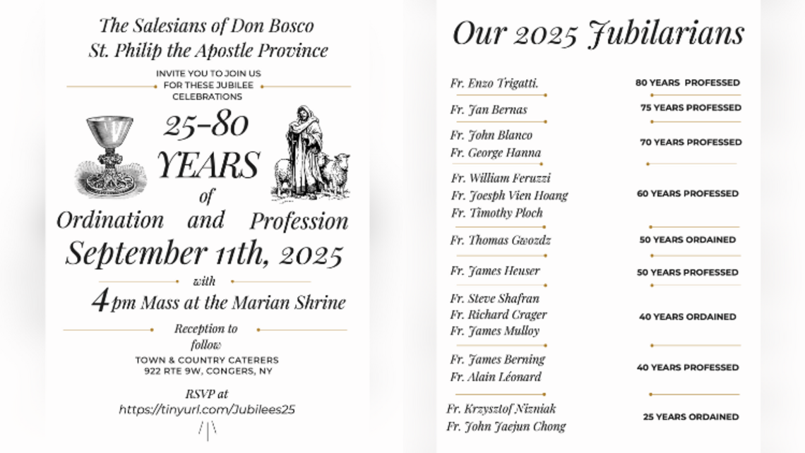 This year’s jubilee invitation | Credit: Bro. Travis Gunther, SDB Jubilees 2025 Invite