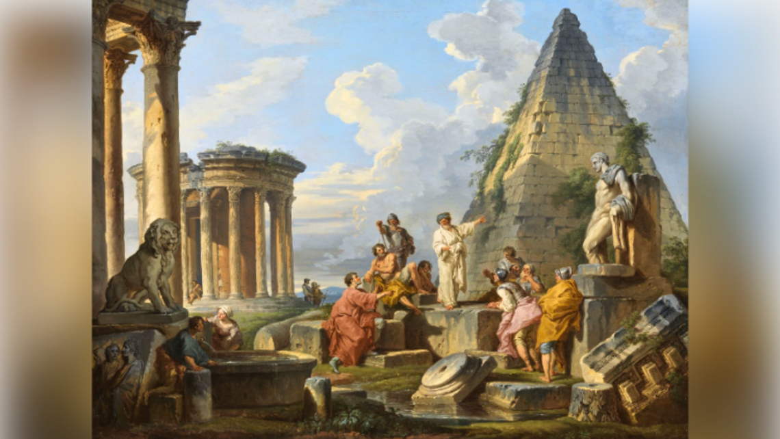 Giovanni Paolo Panini‘s “A Capriccio with Saint Paul Preaching to the Romans, with the Temple of Vesta and Pyramid of Caius Cestius” | Credit: Public domain July August 2026 Message of the Rector Major