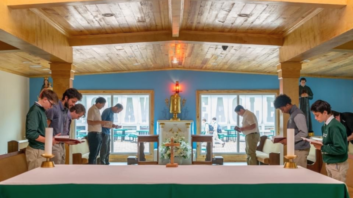 Shaw Oratory students at prayer | Photo by Fr. John Langan, SDB Marrero Oratory Gathering