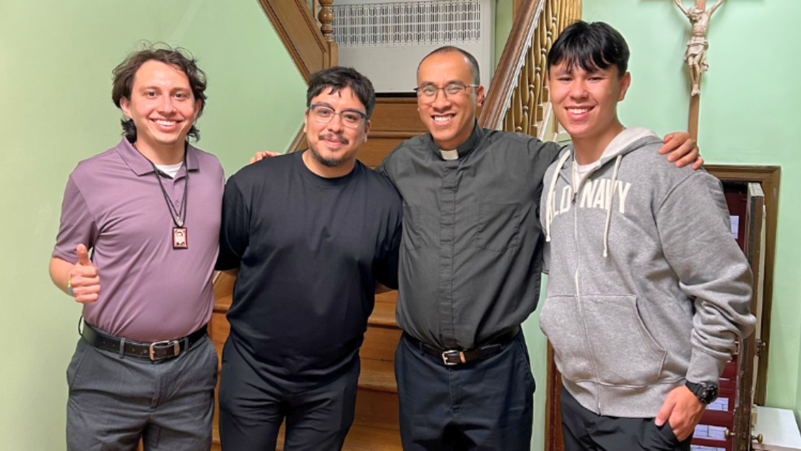 (from left to right) Candidates Genaro Cantú and Luis Marquez, Provincial Fr. Dominic Tran, and Candidate Rowan Pham | Credit: Fr. Dominic Tran, SDB New Candidates 2025