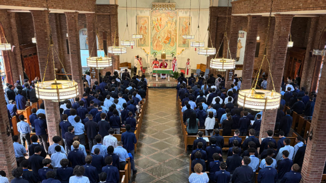 Salesian High students, faculty, and staff at the Mass | Photo by Mr. Randy Taveras '15, Marketing Coordinator/Business Teacher, Salesian High School New Rochelle: Mass of the Holy Spirit 2024