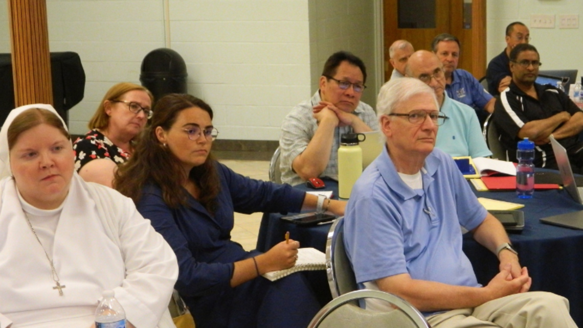Sr. Brittany Harrison, FMA, (left) and fellow Provincial Chapter attendees | Photo by Fr. Mike Mendl, SDB Provincial Chapter Reflections