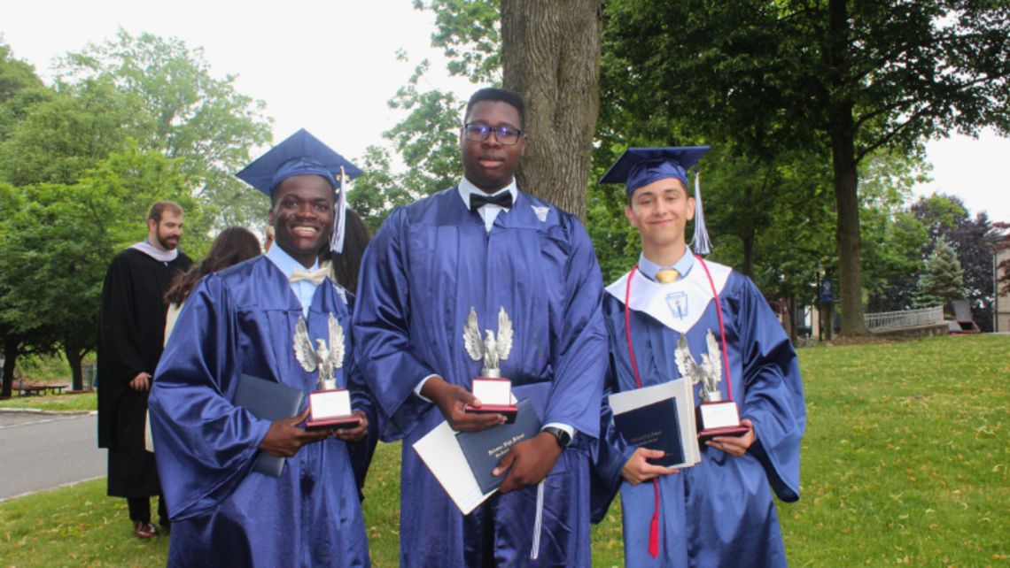 Three recent Salesian High alumni | Photo courtesy of Randy Taveras Salesian High Graduation