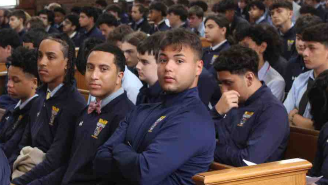 Salesian High School students | Photo courtesy of Salesian High School’s Facebook Salesian High Mass of the Holy Spirit