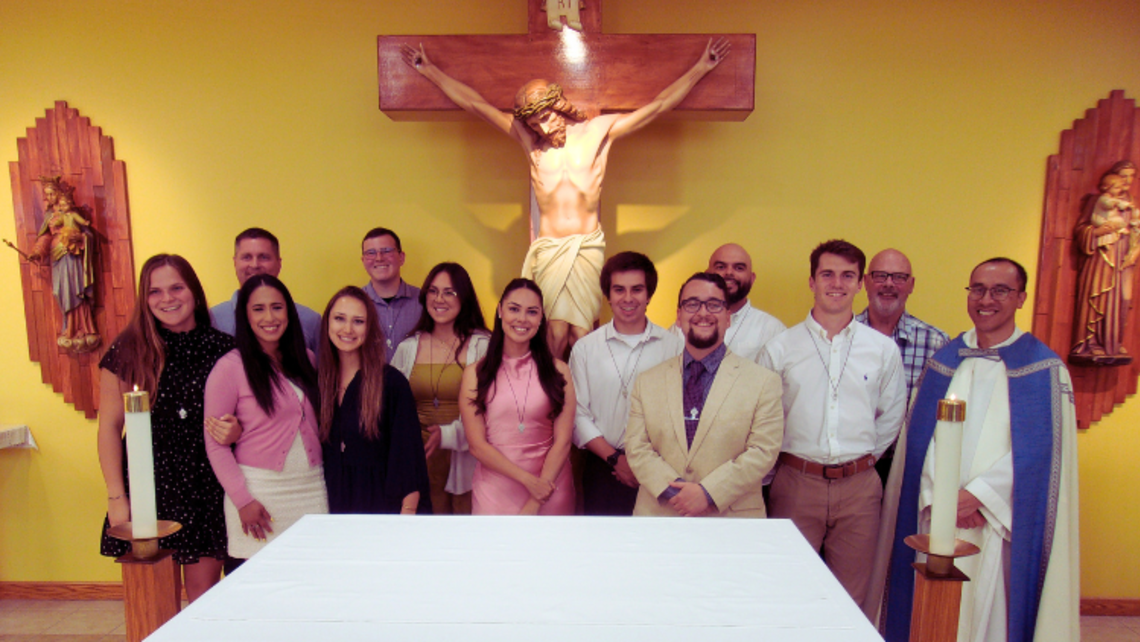 The 2025 SLMs, with Adam Rubin (back left) and Provincial Fr. Dominic Tran, SDB (right) | Credit: Fr. Mike Mendl, SDB SLM Commissioning 2025