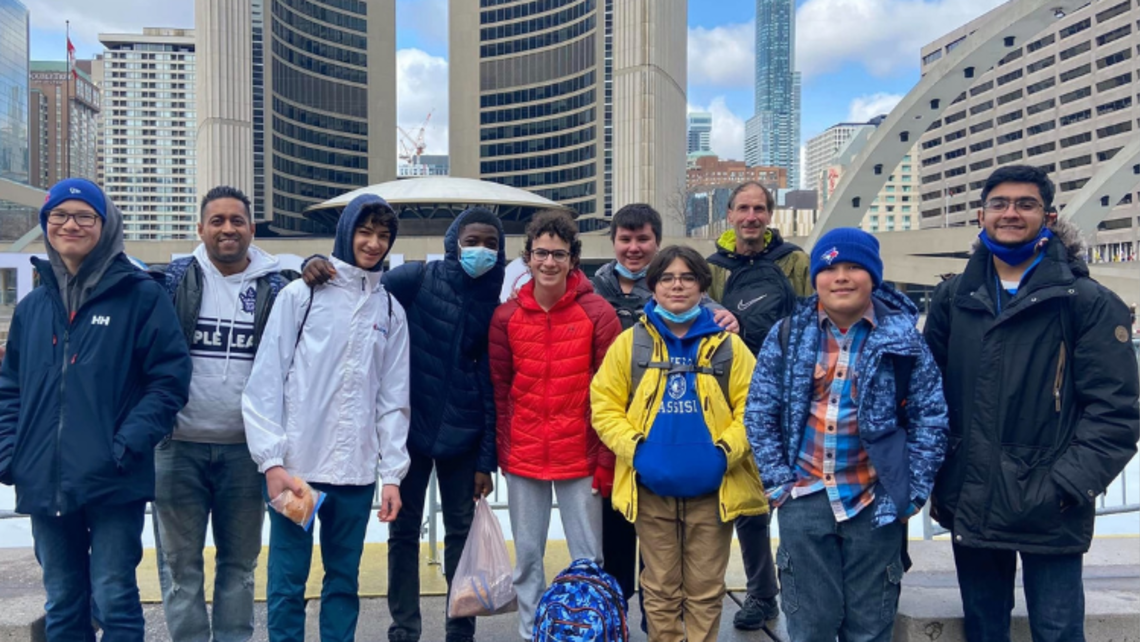 Fr. Jim Berning, SDB, (third from the right) with Squires | Photo by St. Benedict Parish Squires in Toronto