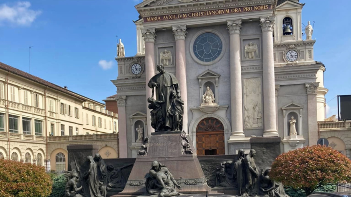 The piazza and facade of the Basilica of Mary Help of Christians in Turin | Photo by Fr. Louis Molinelli, SDB SYM Corner 05.12.22