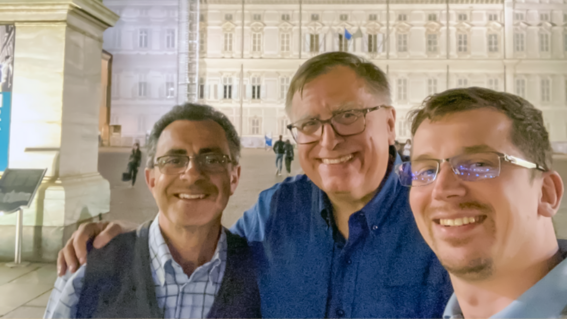 (from left to right) Fr. Mike Pace, SDB; Fr. Louis “Lou” Molinelli, SDB; and Fr. Mikołaj Wyczałek, SDB | Photo by Fr. Lou Molinelli, SDB SYM Corner 05.26.2022