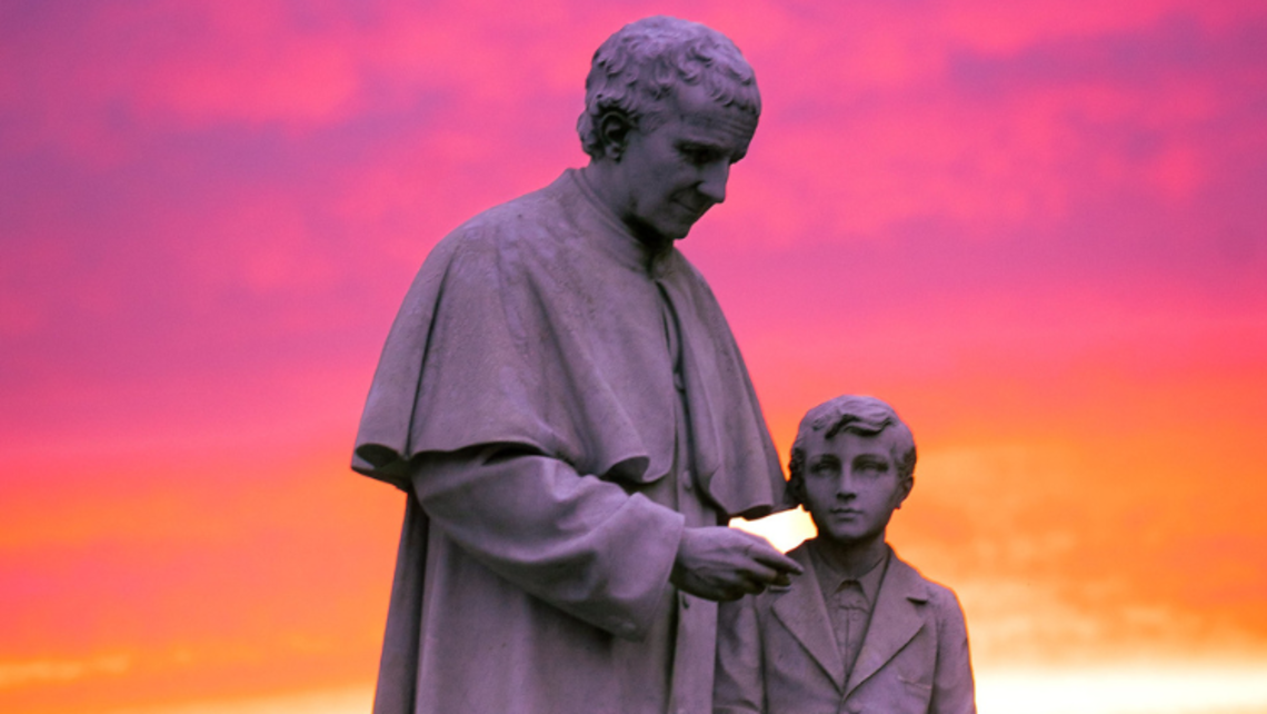 Statue of St. John Bosco and St. Dominic Savio at the Marian Shrine | Photo by Salesian Youth Ministry SYM Corner 07.27.22