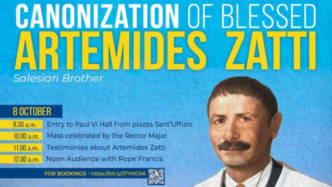 Part of the schedule for the canonization of Bl. Artemides Zatti | Designed by Agenzia Info Salesiana (ANS) Zatti Resources