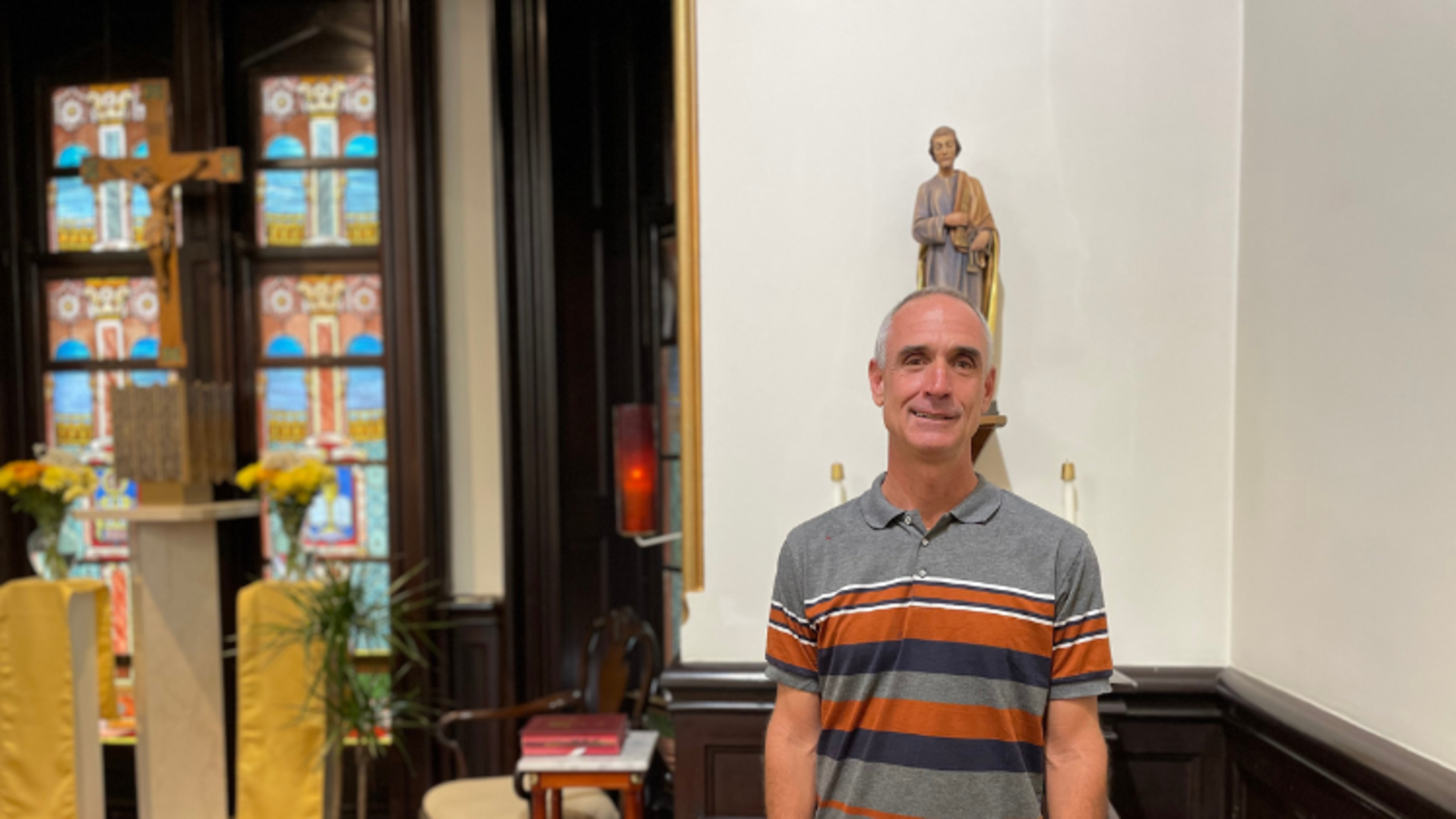 Br. Robert “Rob” Malusa, SDB, in the chapel at the Salesian Provincial Center | Photo by Julia St. Clair Br. Rob in Salesian Provincial Center Chapel