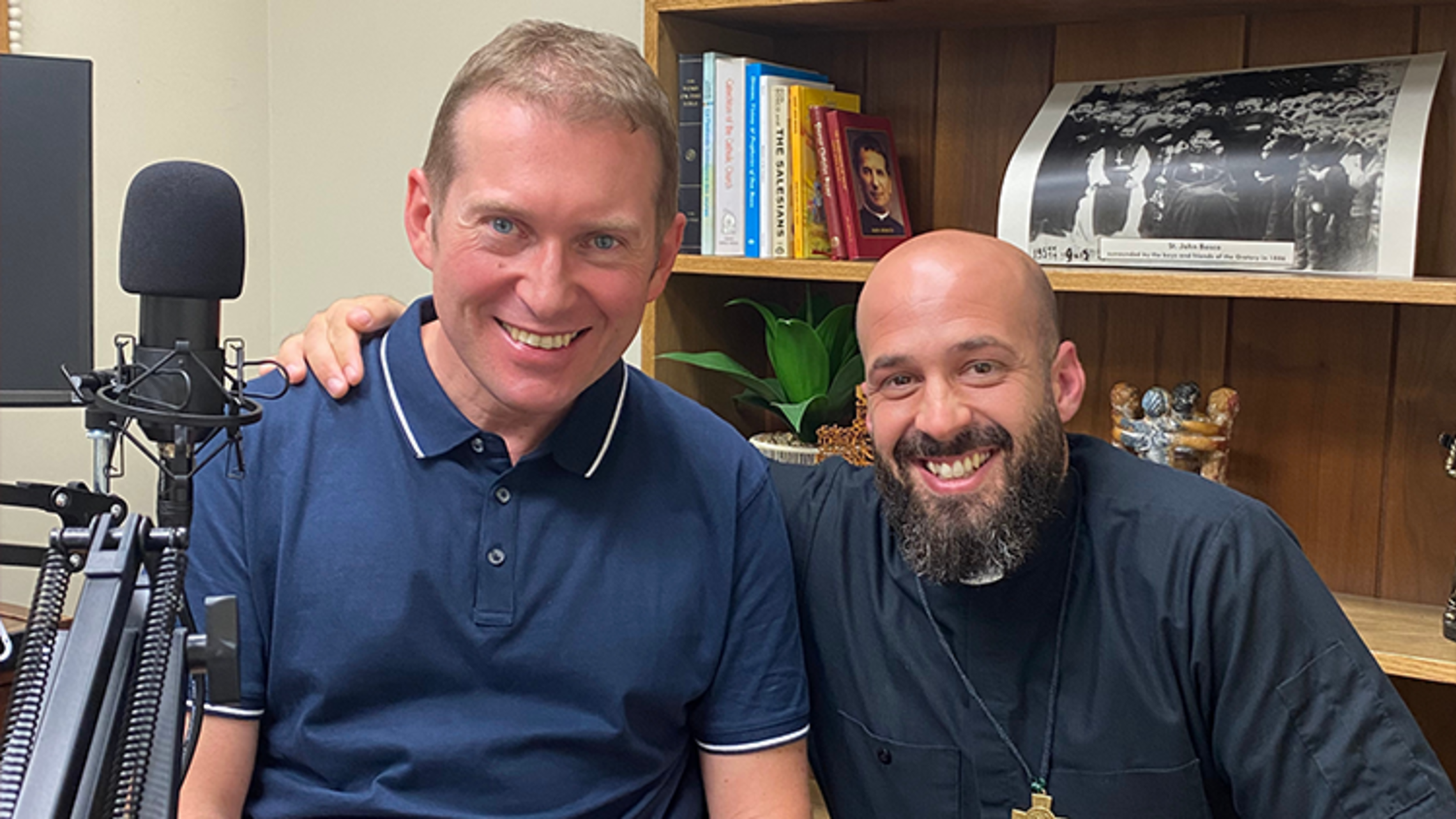 (from left to right) Fr. Marcin Kaznowski, SDB, and Fr. Steve DeMaio, SDB | Designed by Vicky Weekley Fr. Marcin on Valdocco