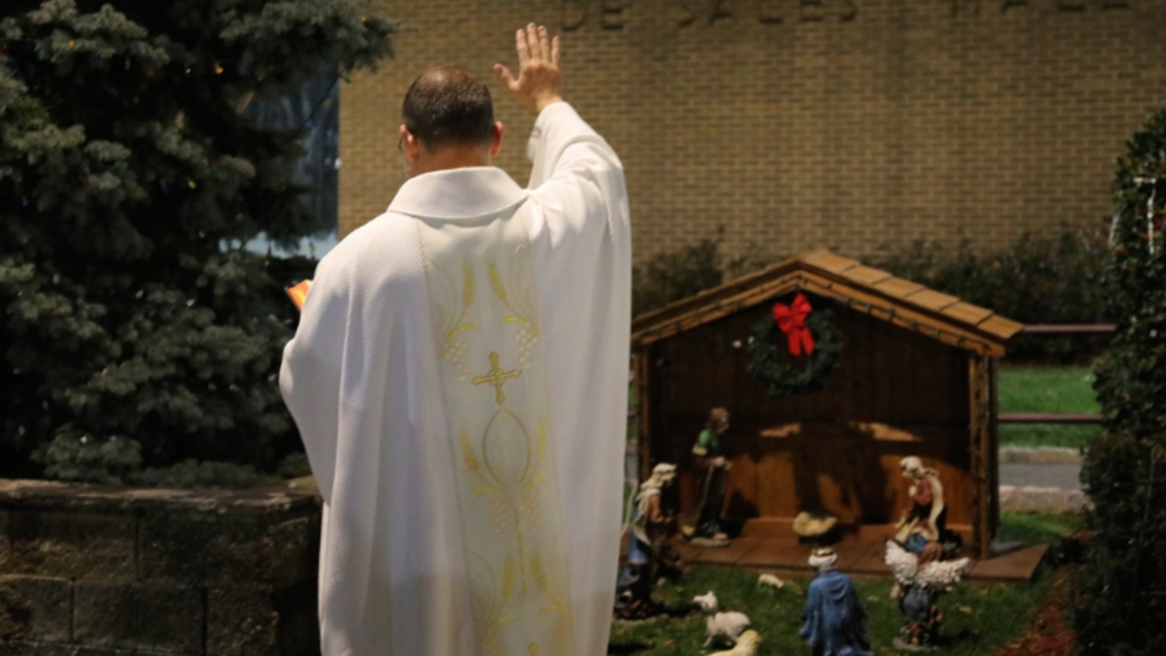 Fr. Abraham Feliciano, SDB, during Don Bosco Prep's Christmas at Bosco | Photo courtesy of Don Bosco Prep's Facebook Message of the Provincial 12.15.22