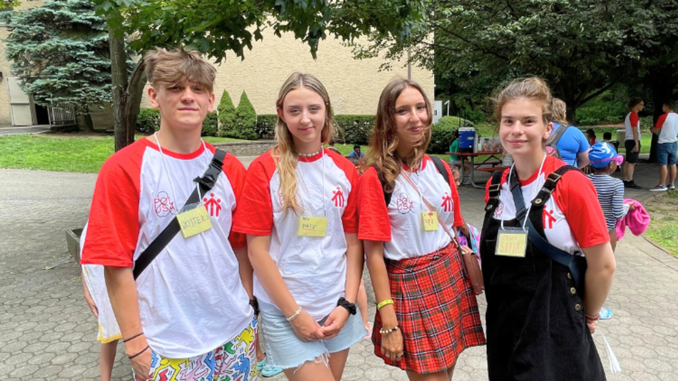 (from left to right) Visiting Polish youths Wojtek, Pate, Kinga, and Zosia during their time at Camp Echo Bay | Photo by Julia St. Clair Polish Salesians in New Rochelle