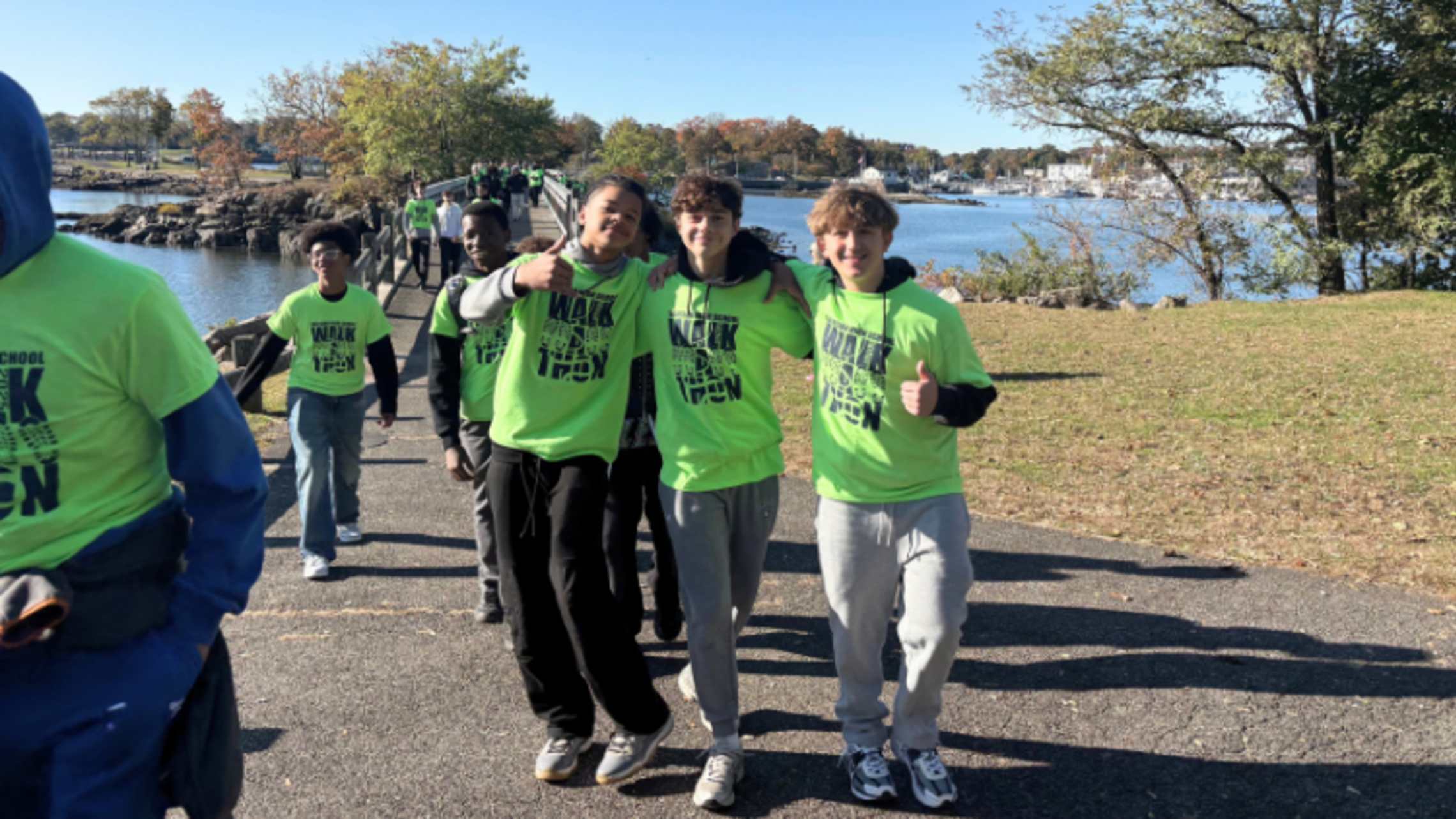 Salesian High students loop around Five Islands Park during the walk-a-thon. | Credit: Salesian High School Salesian High Walk-a-Thon