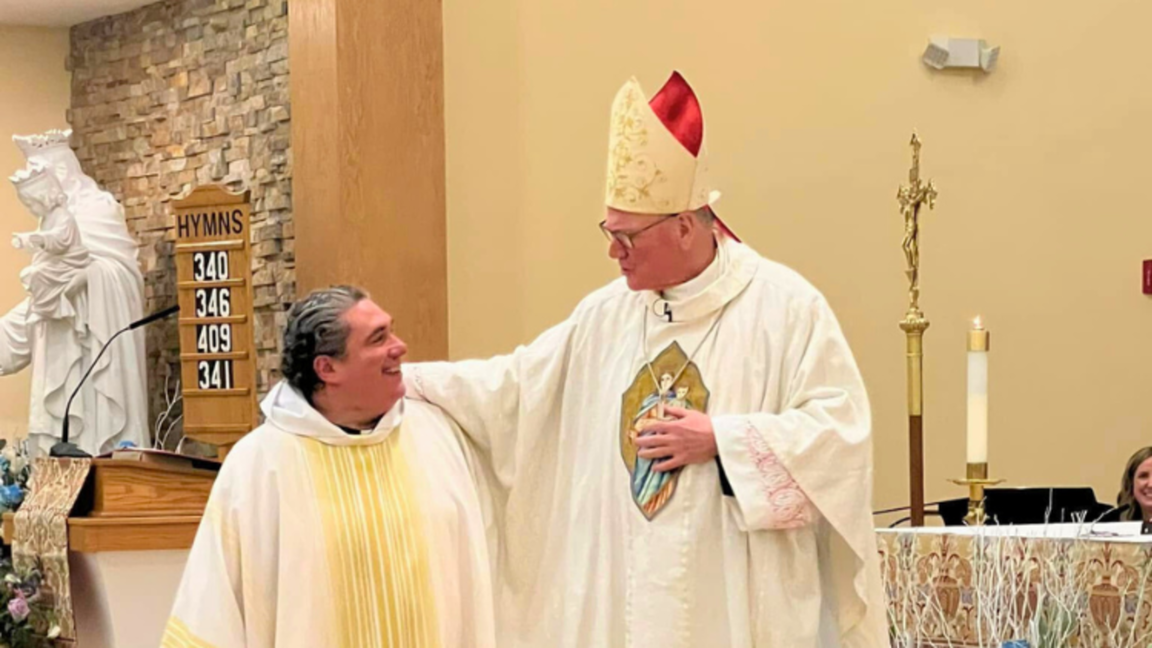 Fr. Manny Gallo, SDB, and Cardinal Dolan at the Mass | Courtesy of the National Shrine’s Facebook Stony Point National Shrine Mass
