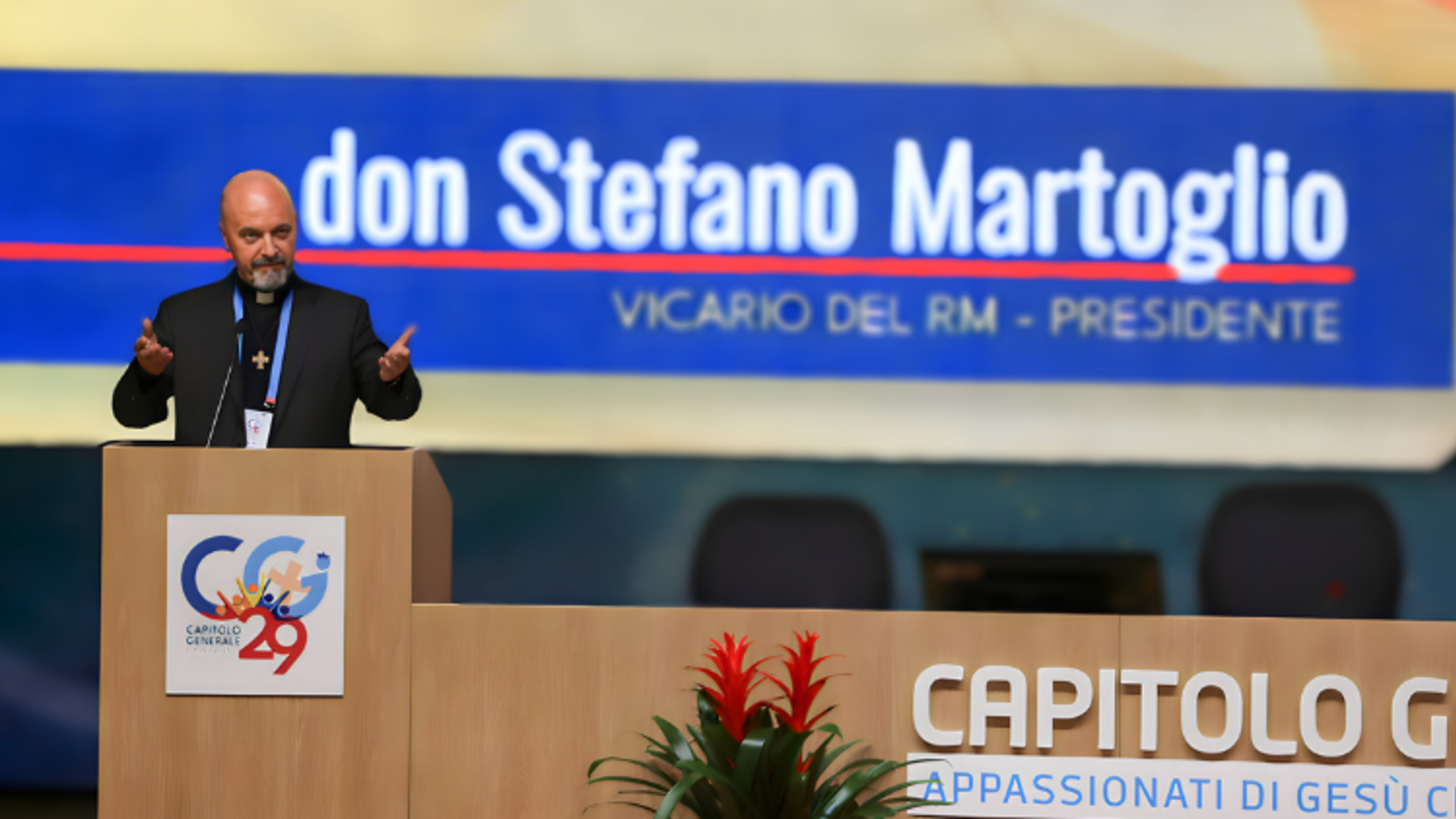 Vicar Fr. Stefano Martoglio, SDB, at the opening of GC29 | Courtesy of Agenzia Info Salesiana (ANS) We Are Don Bosco Today